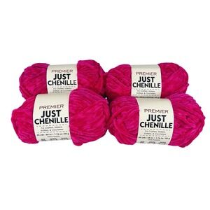 Premier JUST CHENILLE Yarn 65 yards (Lot of 4) HIBISCUS Crochet Super Bulky NEW